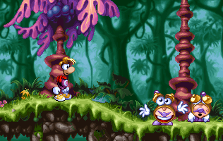 The clocks from the continue screen, acting as scenery.