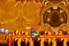 Rayman throwing both his fists to have the plum move.