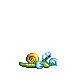 The snail turning around.