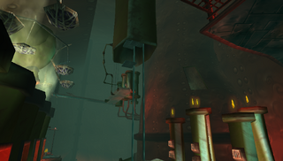 These metal plates and treadmills allow to continue the ascent of the foundry.