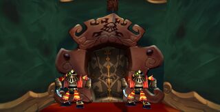 Two red Henchmen 800 guarding the entrance to Admiral Razorbeard's room.