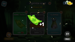 A Bone-Ticket being obtained from the Halloween Event menu.