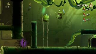 The beginning of the level with Dark Rayman chasing Rayman.