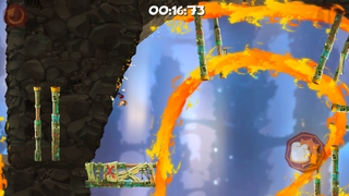 Rayman running on a wall in Rayman Jungle Run