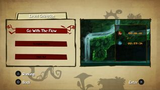 The level selection menu, from the Jibberish Jungle/Ticklish Temples Ghost Mode world