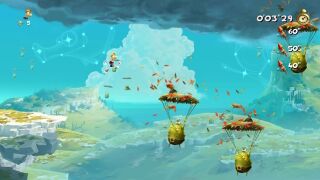 The beginning of the level, with some parachuting toads.