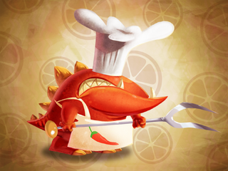 A wallpaper of a Baby Dragon Chef from Rayman Fiesta Run.