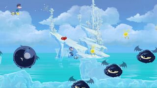 Rayman bouncing on the Psychlops.