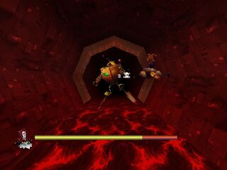 A flying shell during the final battle in the PlayStation version.