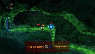 In the Sony PlayStation Vita version the player can tap bubbles and bubblized enemies to pop them.
