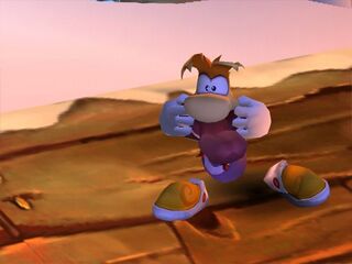 Rayman performing a grimace in Rayman 3. In this game, it can be used to revert Black Lums into Red Lums.