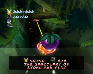 A holographic plum represents the Sanctuary of Stone and Fire in the Hall of Doors.