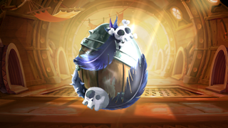 A silver Surprise Pumpkin-Egg ready to be broken.