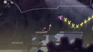Rayman jumping on retracting platforms.
