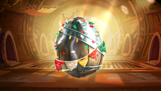 A silver Surprise Maracas Egg ready to be broken.