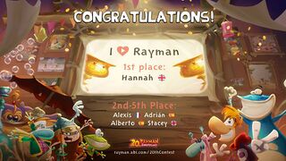 The winners of the I ♥ Rayman Fan Video Contest displayed.