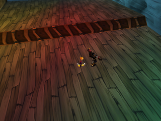 The same Ninja Henchman attacking Rayman with its hook.