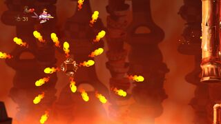The player must avoid the flames and make it to the end.