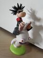 Rayman riding a Rabbid while wearing the Goth costume from Rayman Raving Rabbids.