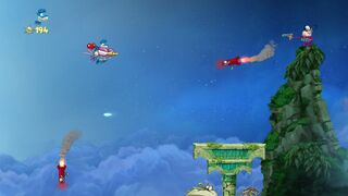 A hunter firing red homing live missiles.