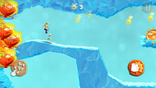 Rayman being chased by flying dragons