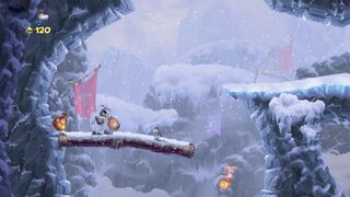 The snowy mountains.