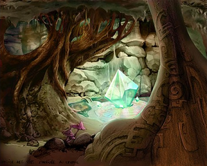 Concept art of the Fairy Council. The crystal may be the first design of the Heart of the World.