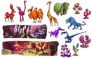 This artwork from the game depicts flora and views of the Organic Cave.