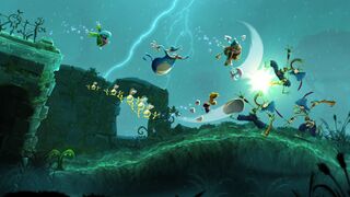 Rayman, Globox, Barbara and the Grand Minimus fighting bandit Lividstones.