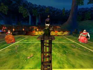 A Grim is arbitrating the match. He is also the server of the explosive cocktail that serves as a tennis ball.