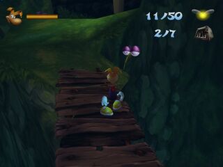 A giant mosquito in the Fairy Glade, as seen in the Dreamcast version of Rayman 2.