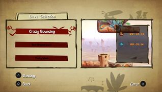 The level selection menu, from the Desert of Dijiridoos/Grumbling Grottos Ghost Mode world