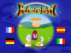 The title screen of Rayman Premiers Clics.