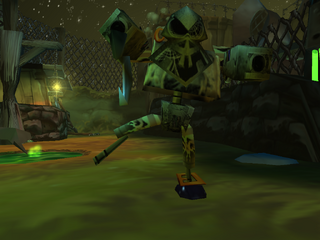 A Zombie Henchman getting up.