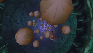 Rayman have to use these balloons to reach the top of this room.