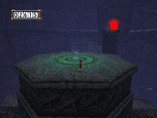 Rayman at the top of the first room.