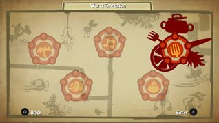 The Ghost Mode menu, with the Gourmand Land/Luscious Lakes world selected