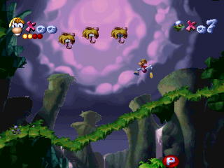 Scared platforms retreating as Rayman approaches.