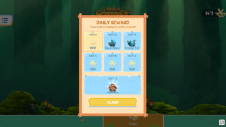 The daily rewards menu