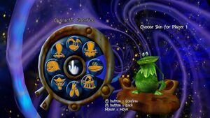 The third, Kermit-themed, alternate skin for Globox in Rayman M.