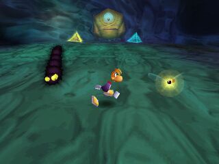 Rayman must use Magic Spheres to open this door to Jano's ultimate domain.