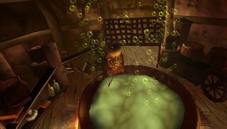 Bégoniax mixing her potion.