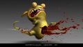 An alien rabbid shot by a firearm.
