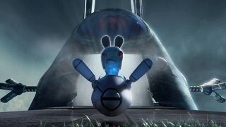 What could be the Rabbid chief in an early trailer for Rayman Raving Rabbids.
