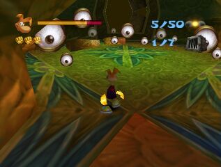 Jumping eyes of various sizes, as seen in the Sanctuary of Rock and Lava.
