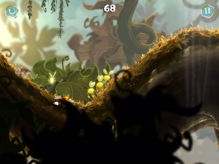 Rayman sliding on a branch