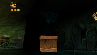 The entrance of the Tomb of the Ancients secret with the crate.