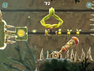 Rayman will need to jump at the last second to get the Skull Coin.