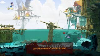 Swimming is done automatically, with the heroes being able to move using the movement controls.