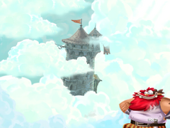 Medieval Mayhem covered in clouds on the World Map, in Rayman Adventures.